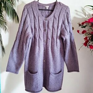 J. Jill Purple Cable Knit Cardigan
